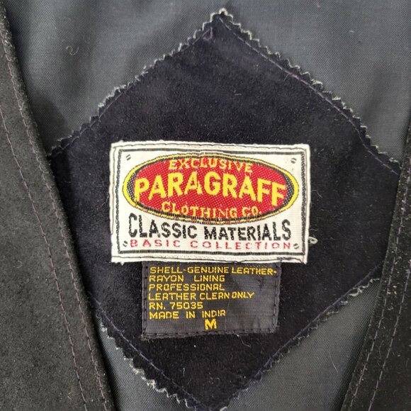 Paragraff Genuine Leather Black Suede Vest With Snap Front Men's Medium - Picture 3 of 4